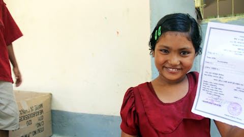 Meisje Bangladesh geboortebewijs