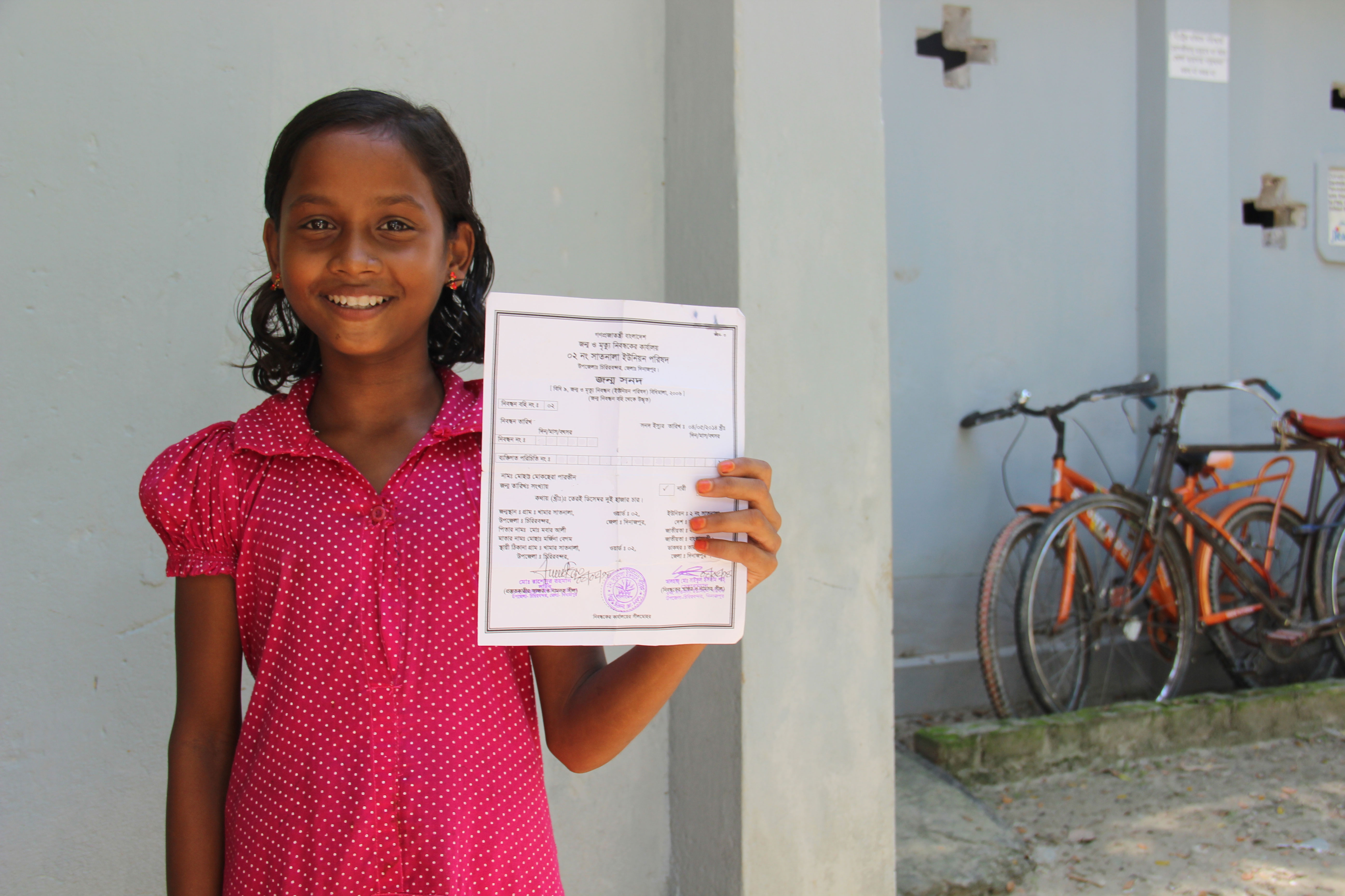 Meisje Bangladesh geboortebewijs