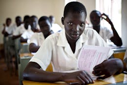 meisje op school in Zuid-Sudan