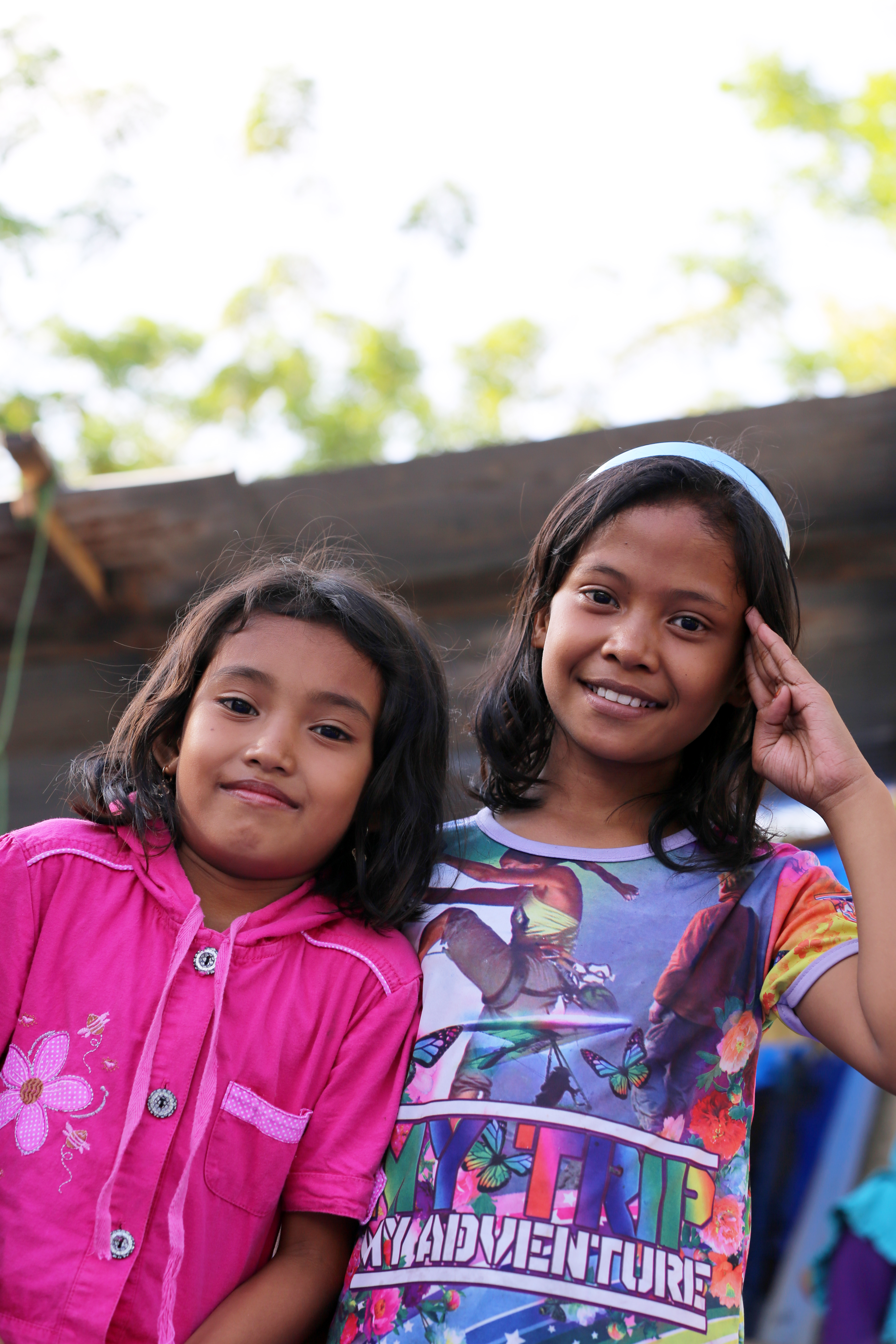 Girls at mobile recreation centre set up by Plan International i