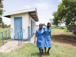 Girls at toilet in Uganda