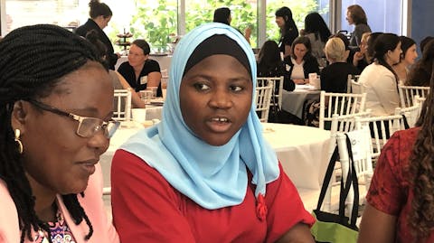 Hibatu from Sierra Leone is a youth advocate from the Girls Advocacy Alliance, pictured at the HPLF 2019