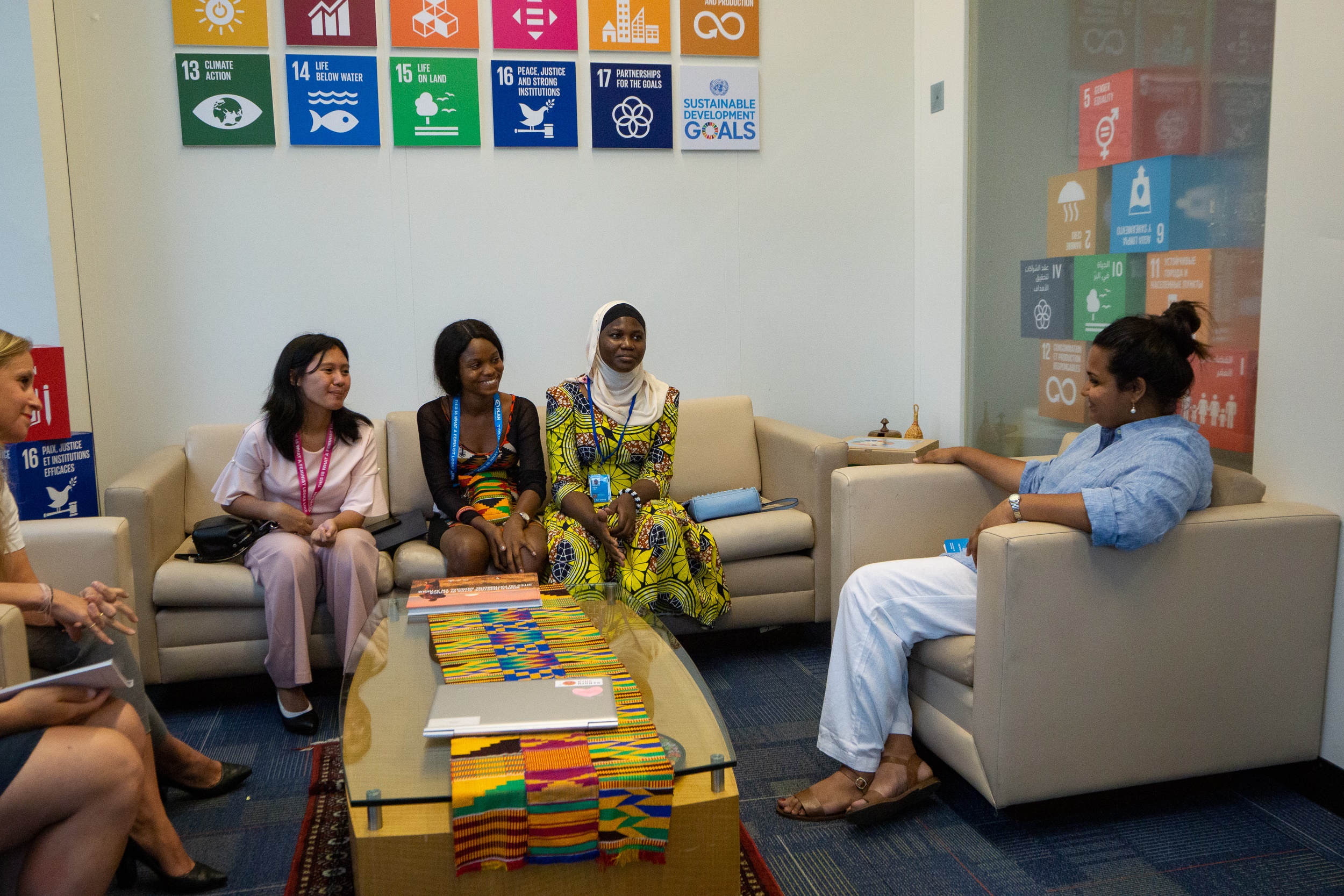 Youth advocates from the Girls Advocacy Alliance in conversation with UN Youth Envoy Jayathma Wickramanayake