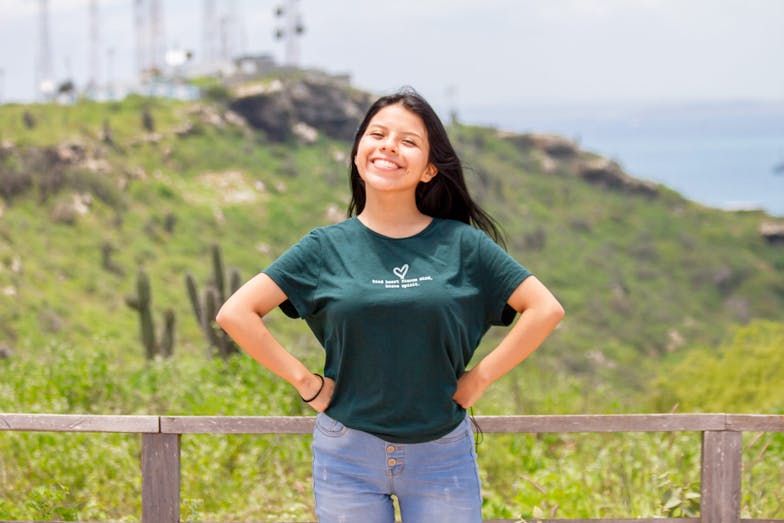 klimaatactiviste Maria lachend