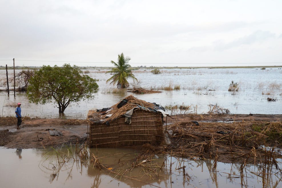 Ondergelopen akkers in Mozambique