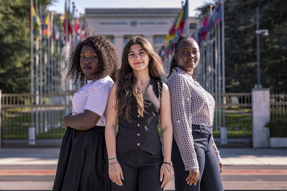 Lynne, Rachel and Margaret, Youth Activists, She Leads programme, Geneva, 3 July 2023