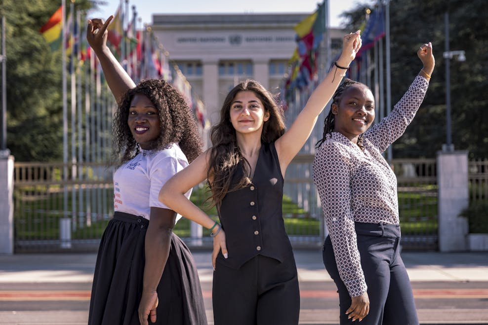 Lynne, Rachel and Margaret, Youth Activists, She Leads programme, Geneva, 3 July 2023