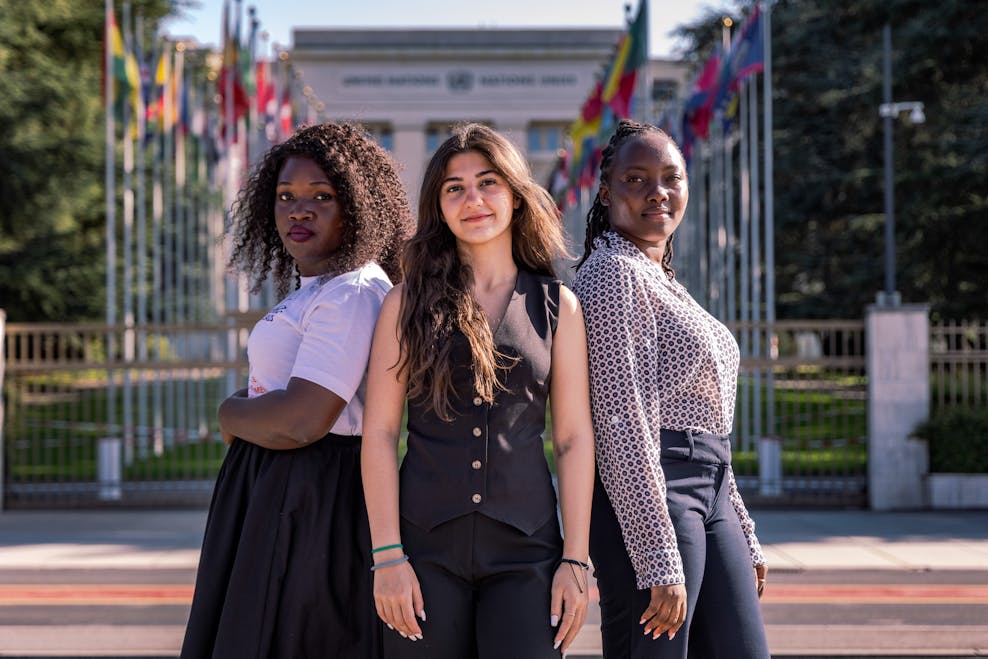 Lynne, Rachel and Margaret, Youth Activists, She Leads programme, Geneva, 3 July 2023